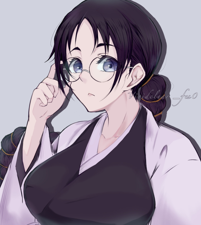 1girl, bangs, black_hair, black_kimono, bleach, bleach:_the_thousand-year_blood_war, blue_eyes, braid