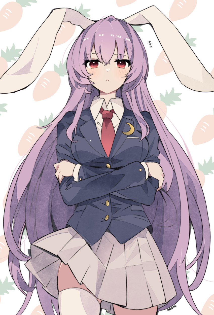 1girl, absurdres, animal_ears, black_jacket, blazer, breasts, closed_mouth, collared_shirt