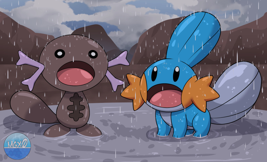 :o, artist_name, clouds, cloudy_sky, highres, mgx0, mudkip, no_humans