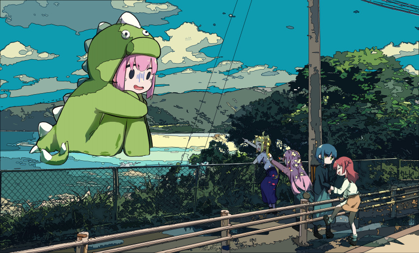 absurdres, ahoge, animal_costume, bangs, blonde_hair, blue_eyes, blue_sky, bocchi_the_rock!