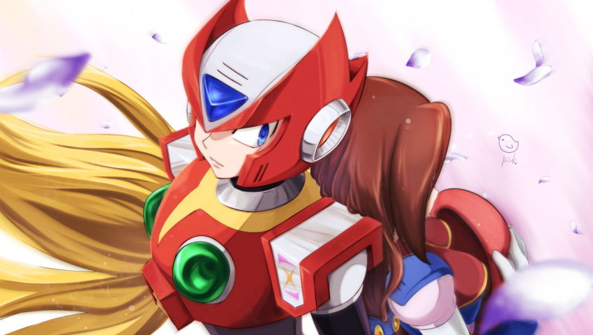 1boy, 1girl, dwn0001130, highres, iris_(mega_man), mega_man_(series), mega_man_x4, mega_man_x_(series)