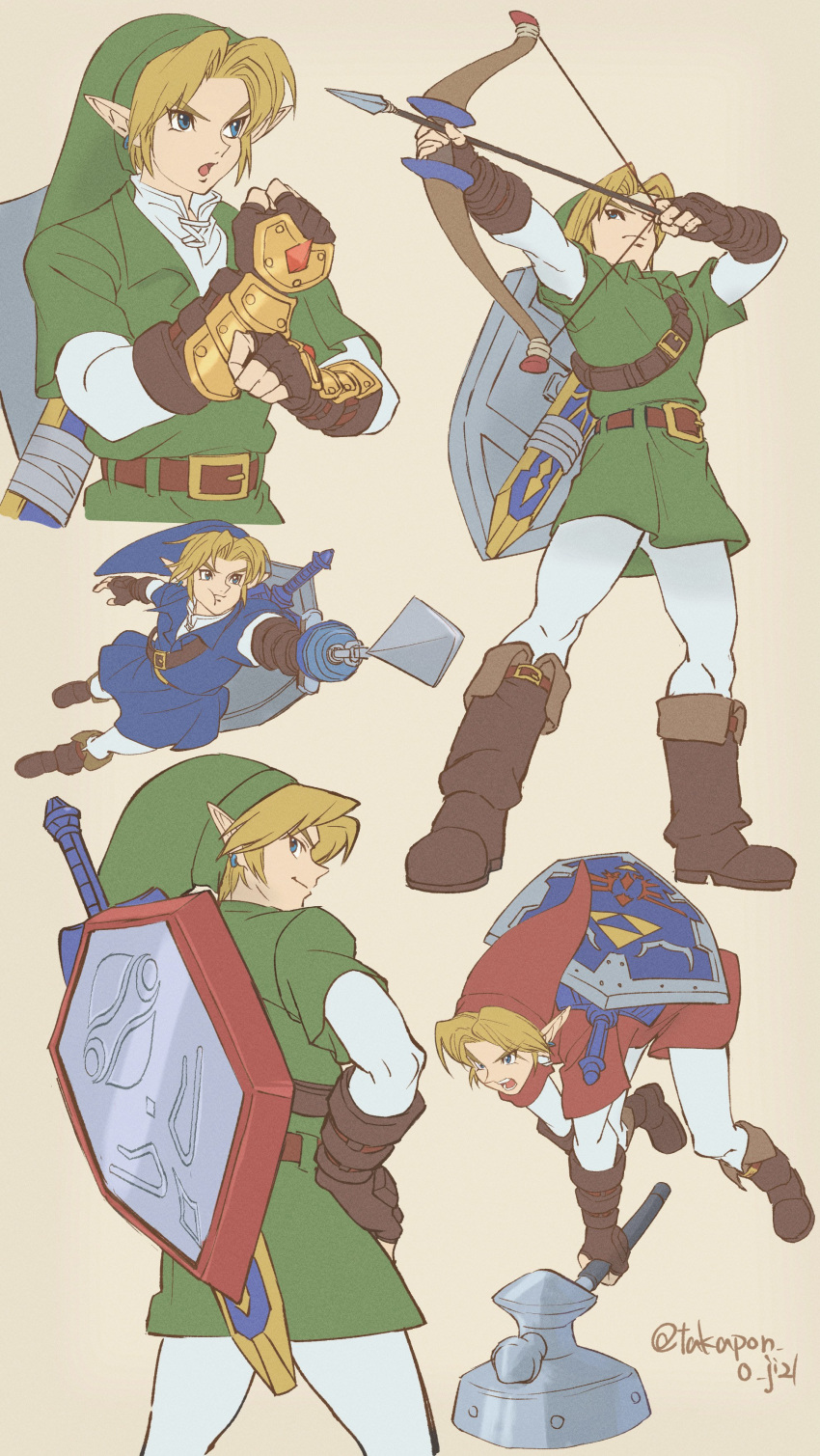1boy, absurdres, adjusting_clothes, adjusting_gloves, alternate_color, bangs, belt, belt_buckle