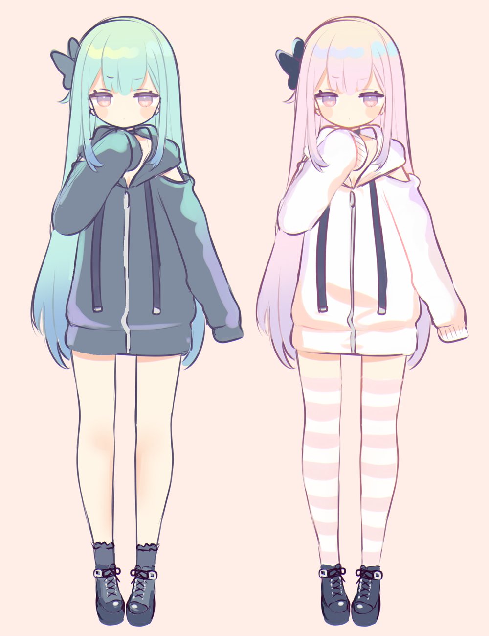 blush_stickers, butterfly_hair_ornament, green_hair, hair_ornament, highres, hololive, hood, hoodie