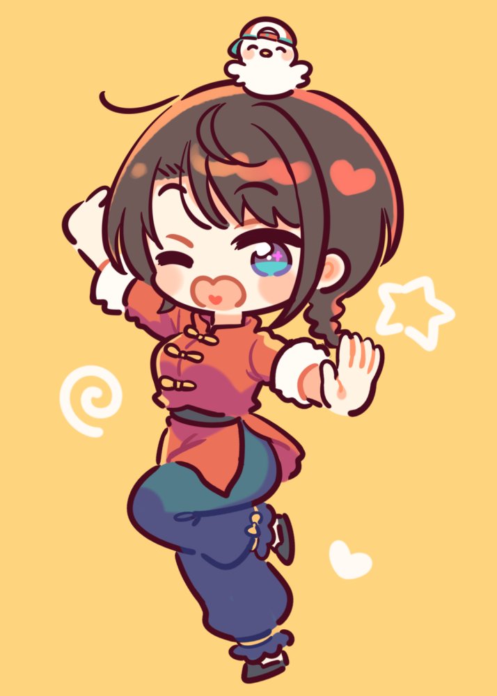 1girl, animal_on_head, backwards_hat, bird, bird_on_head, black_hair, blue_eyes, braid