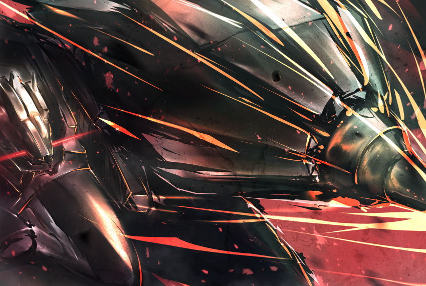 absurdres, armored_core, armored_core_6, attack, battle, character_request, commentary_request, glowing