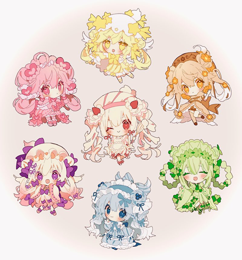 6+girls, alcremie, alcremie_(berry_sweet), alcremie_(caramel_swirl), alcremie_(clover_sweet), alcremie_(flower_sweet), alcremie_(lemon_cream), alcremie_(love_sweet)