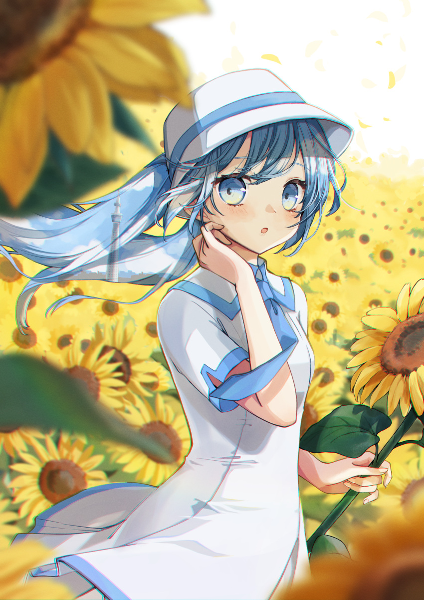 1girl, absurdres, bangs, blue_eyes, blue_hair, blurry, blurry_foreground, blush