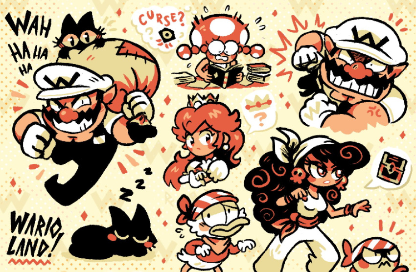 bandana, black_cat, black_overalls, captain_syrup, cat, crown, dangerous_duck, earrings