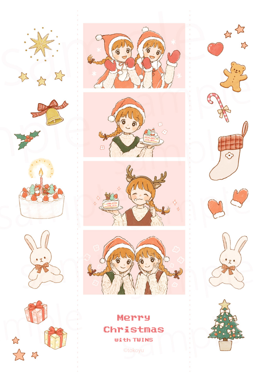 6+girls, :3, animal_ears, antlers, bangs, bell, blush, bow