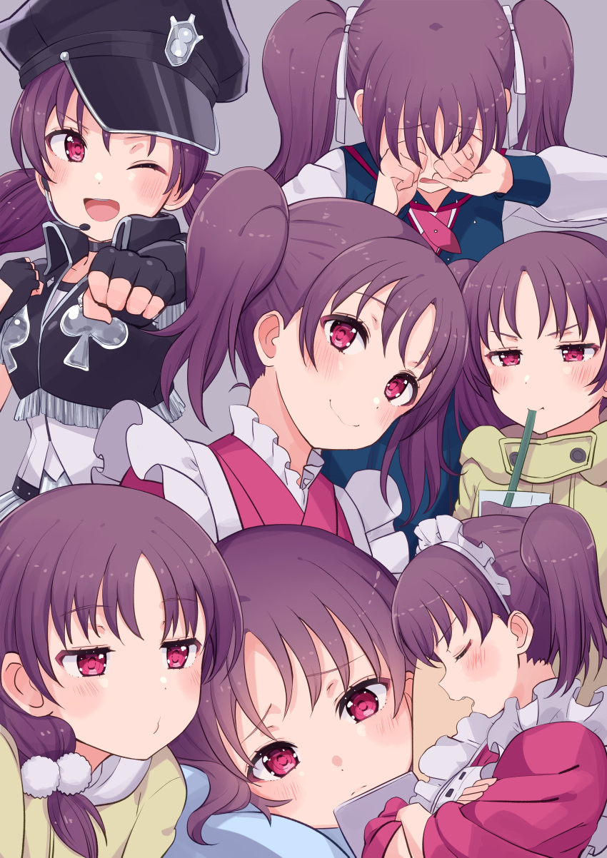 1girl, absurdres, apron, bangs, believe_again, birthday, black_gloves, blush