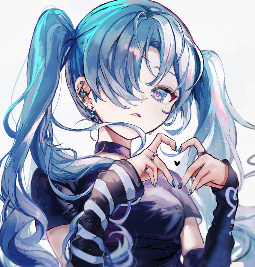 1girl, absurdres, arm_warmers, bangs, black_collar, black_shirt, blue_eyes, blue_hair