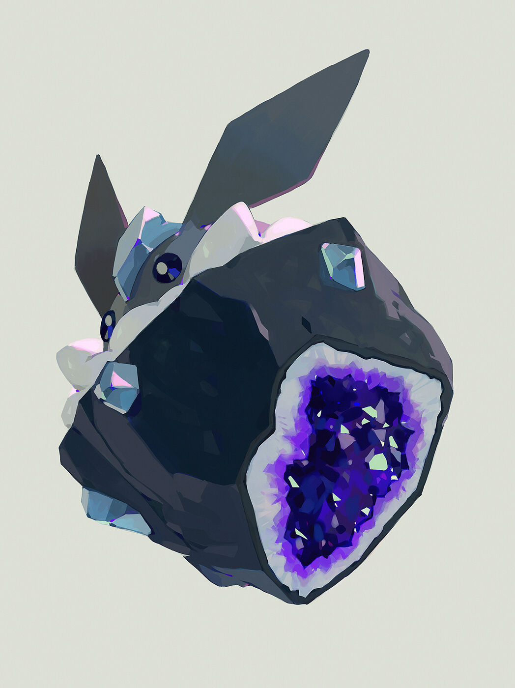 black_eyes, bluekomadori, bright_pupils, carbink, commentary, from_below, full_body, gem