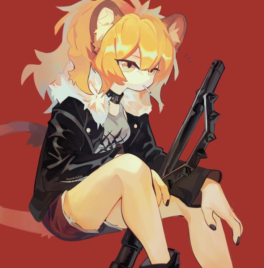 1girl, animal_ears, arknights, bangs, black_choker, black_footwear, black_jacket, black_nails