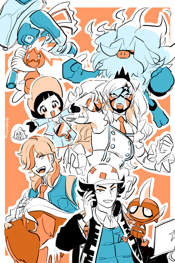 2boys, 2girls, annihilape, arven_(pokemon), black_gloves, black_hair, black_jacket, buttons