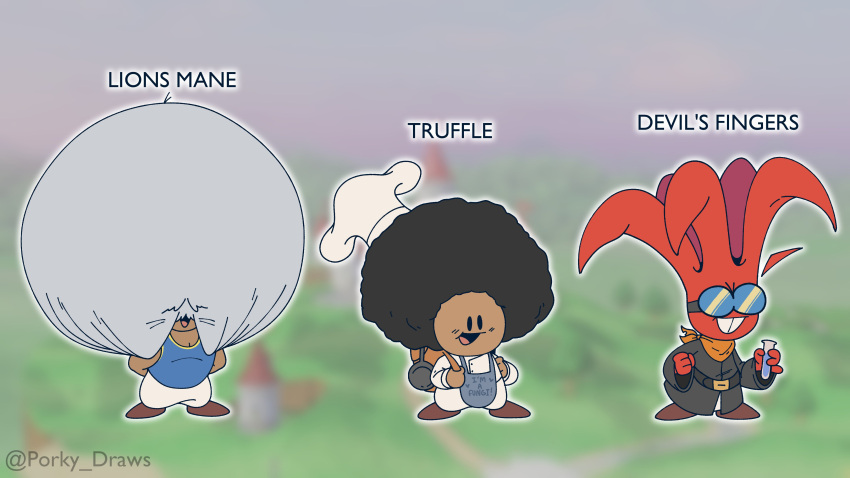 3boys, :d, absurdres, afro, alternate_species, arms_behind_back, black_hair, black_robe