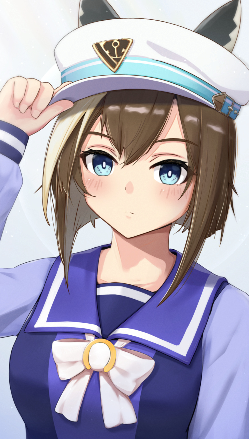 1girl, absurdres, animal_ears, blue_eyes, blush, breasts, brown_hair, cheval_grand_(umamusume)
