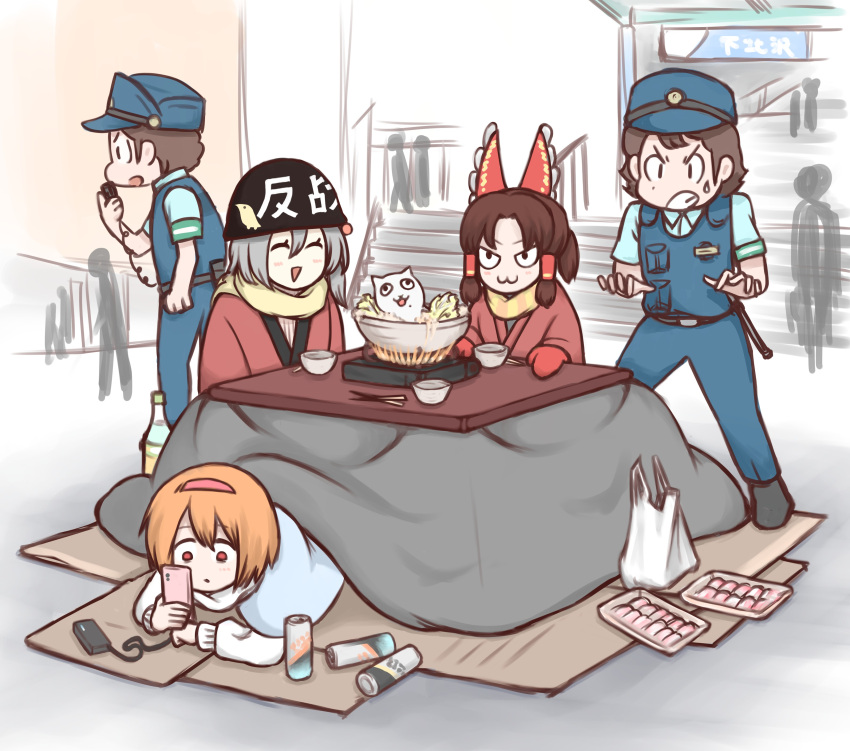 2boys, 3girls, :3, absurdres, alice_margatroid, angry, bangs, benikurage_(cookie)