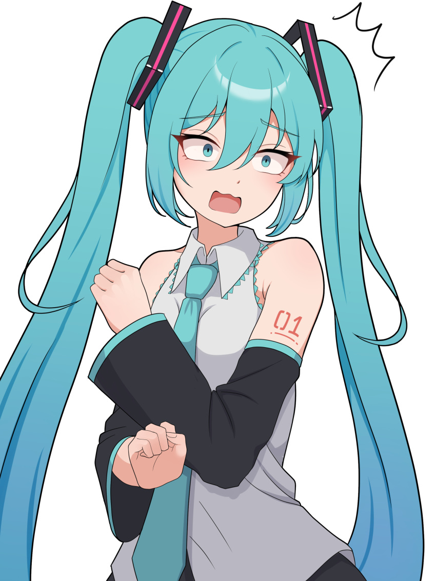 1girl, ^^^, absurdres, armpit_crease, bangs, blue_eyes, blue_hair, blush