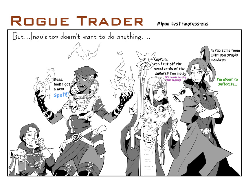 1boy, absurdres, armor, breastplate, crossed_arms, dagger, drinking, eldar