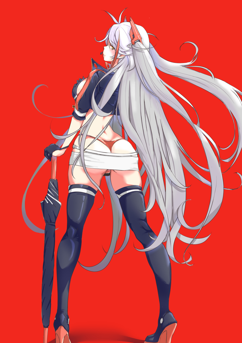 1girl, ass, azur_lane, bangs, black_footwear, black_jacket, black_thighhighs, black_vest