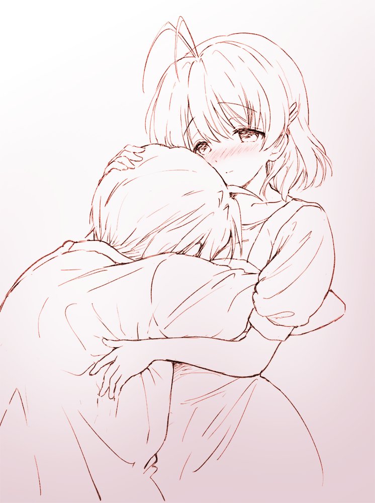 1boy, 1girl, akina_tsukako, clannad, furukawa_nagisa, hug, okazaki_tomoya, tagme