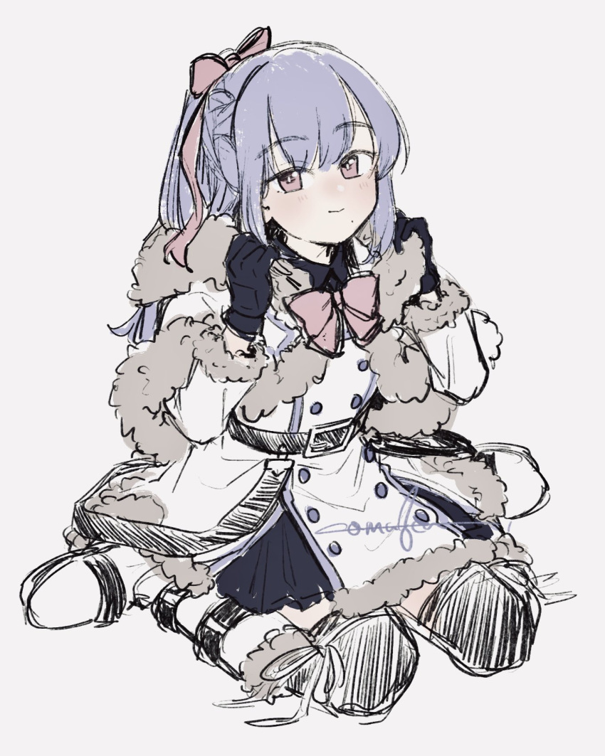 1girl, adapted_costume, artist_name, assault_lily, bangs, belt, belt_buckle, black_belt