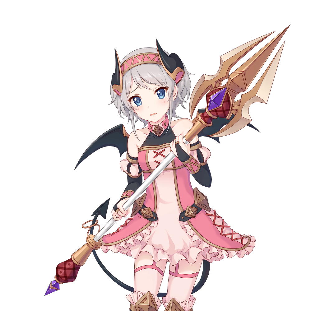 blue_eyes, holding, holding_weapon, horns, looking_ahead, looking_at_viewer, official_art, princess_connect!
