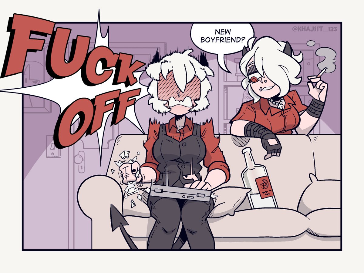2girls, alcohol, black_pants, black_vest, blush, breaking, cigarette, computer