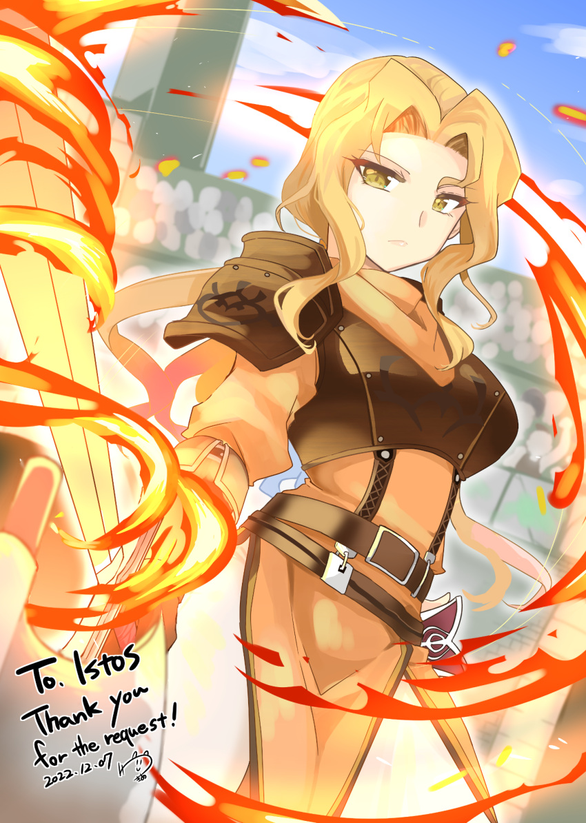 1girl, armor, bangs, belt, blonde_hair, breastplate, brigid_(fire_emblem), buckle