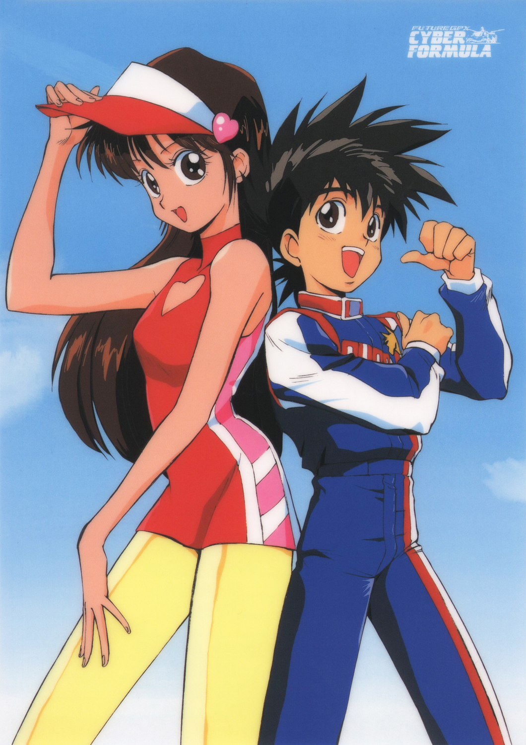 1boy, 1girl, bangs, black_eyes, black_hair, brown_eyes, brown_hair, copyright_name