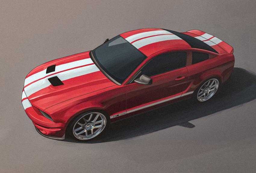 absurdres, bokuya, car, ford_mustang, ground_vehicle, highres, motor_vehicle, muscle_car