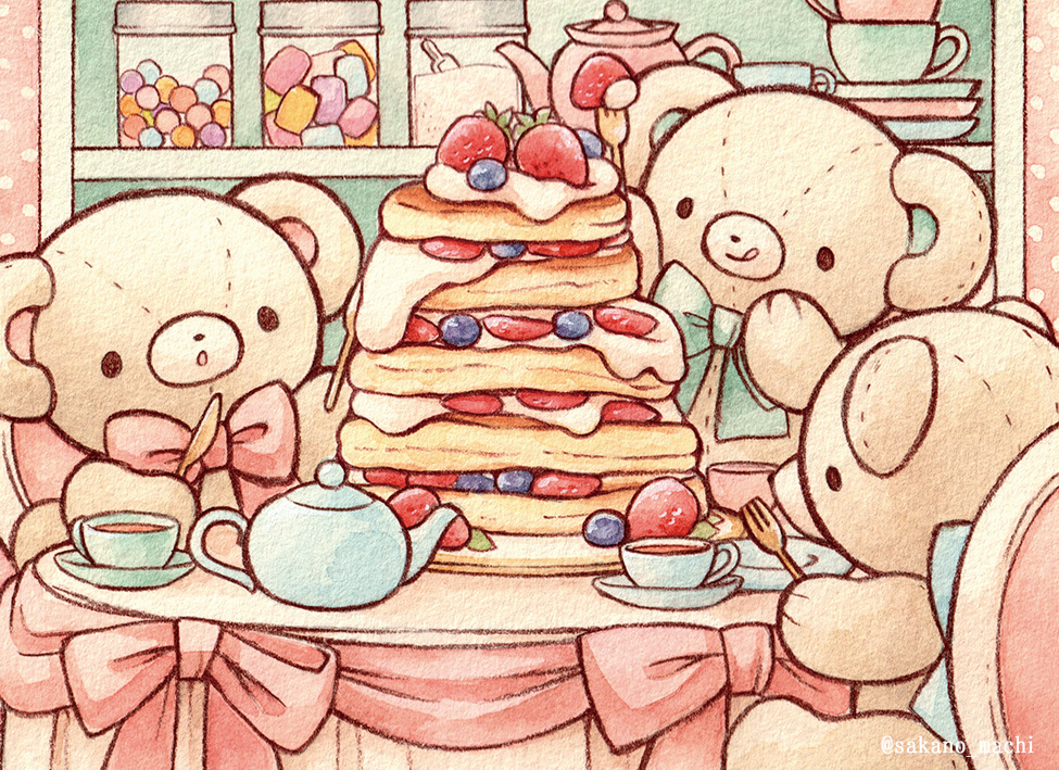 artist_name, black_eyes, blueberry, bow, bowl, bowtie, candy, candy_jar