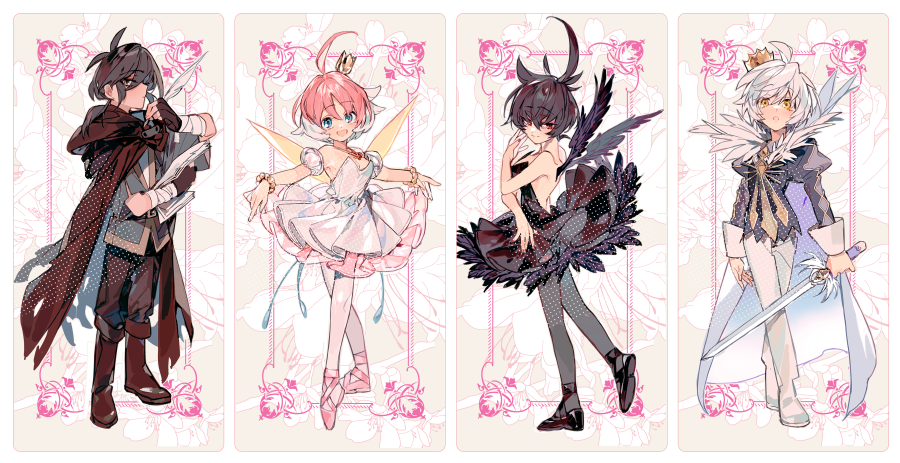ahoge, antenna_hair, backless_dress, backless_outfit, ballet, black_footwear, black_hair, black_wings