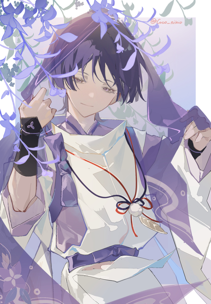 1boy, bangs, bishounen, closed_mouth, detached_sleeves, genshin_impact, hair_between_eyes, highres