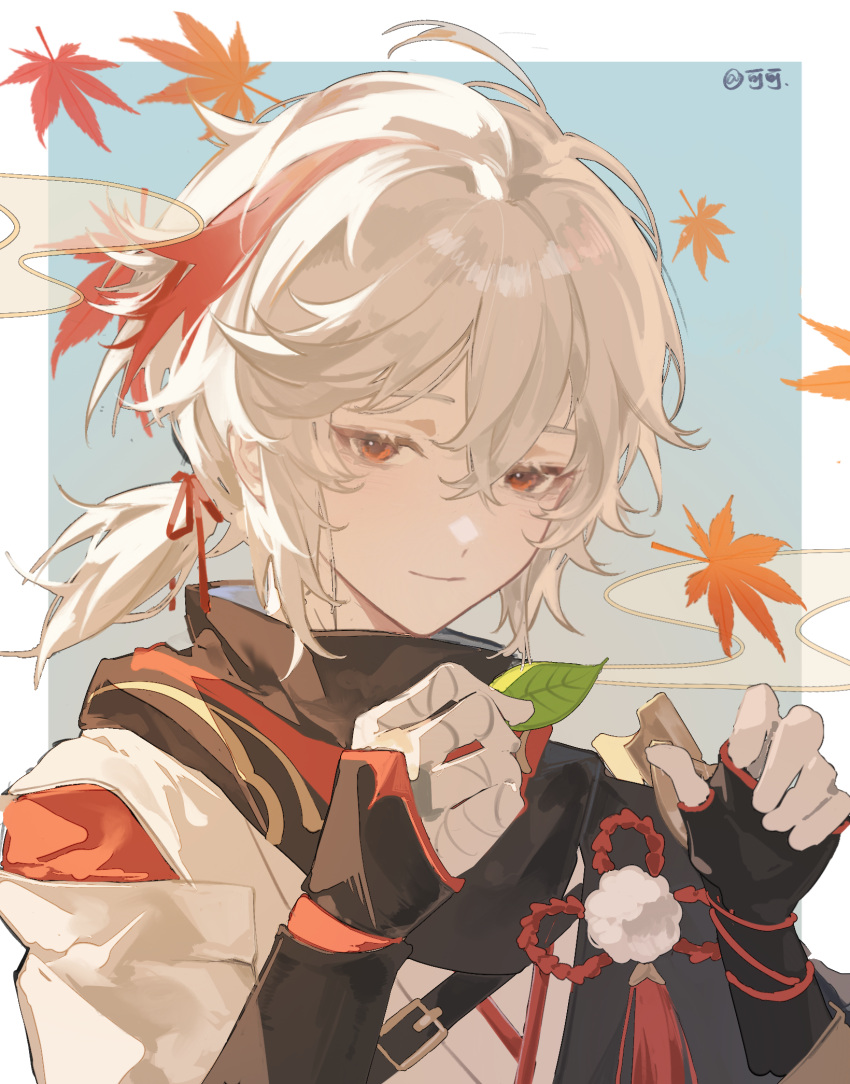 1boy, antenna_hair, bandaged_hand, bandages, bangs, bishounen, black_gloves, crossed_bangs