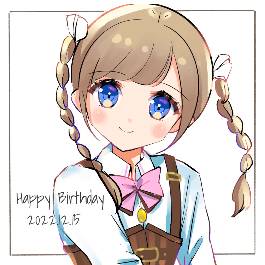 1girl, assault_lily, bangs, belt, belt_buckle, blue_eyes, blush, bow