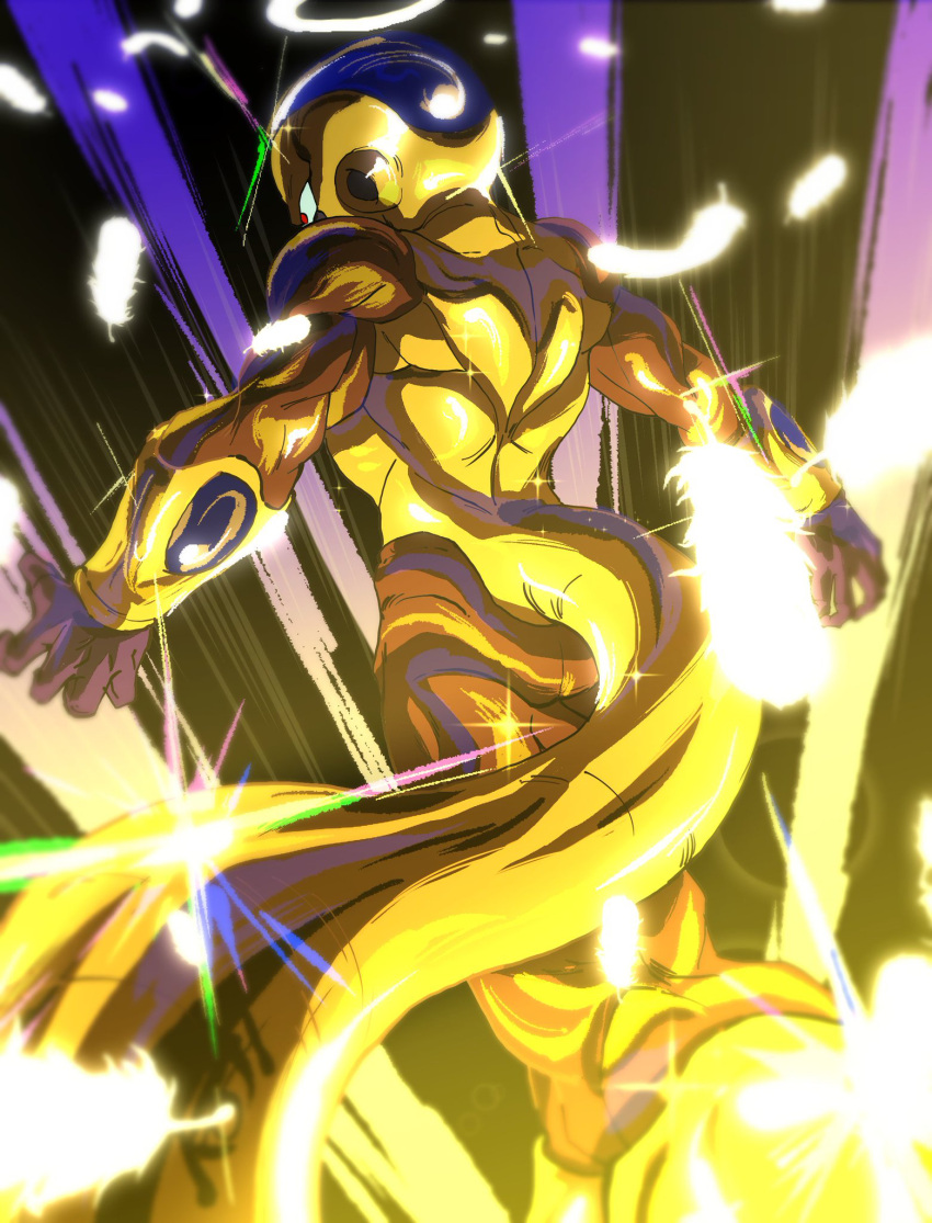 1boy, colored_skin, dragon_ball, dragon_ball_super, frieza, gold_skin, golden_frieza, halo