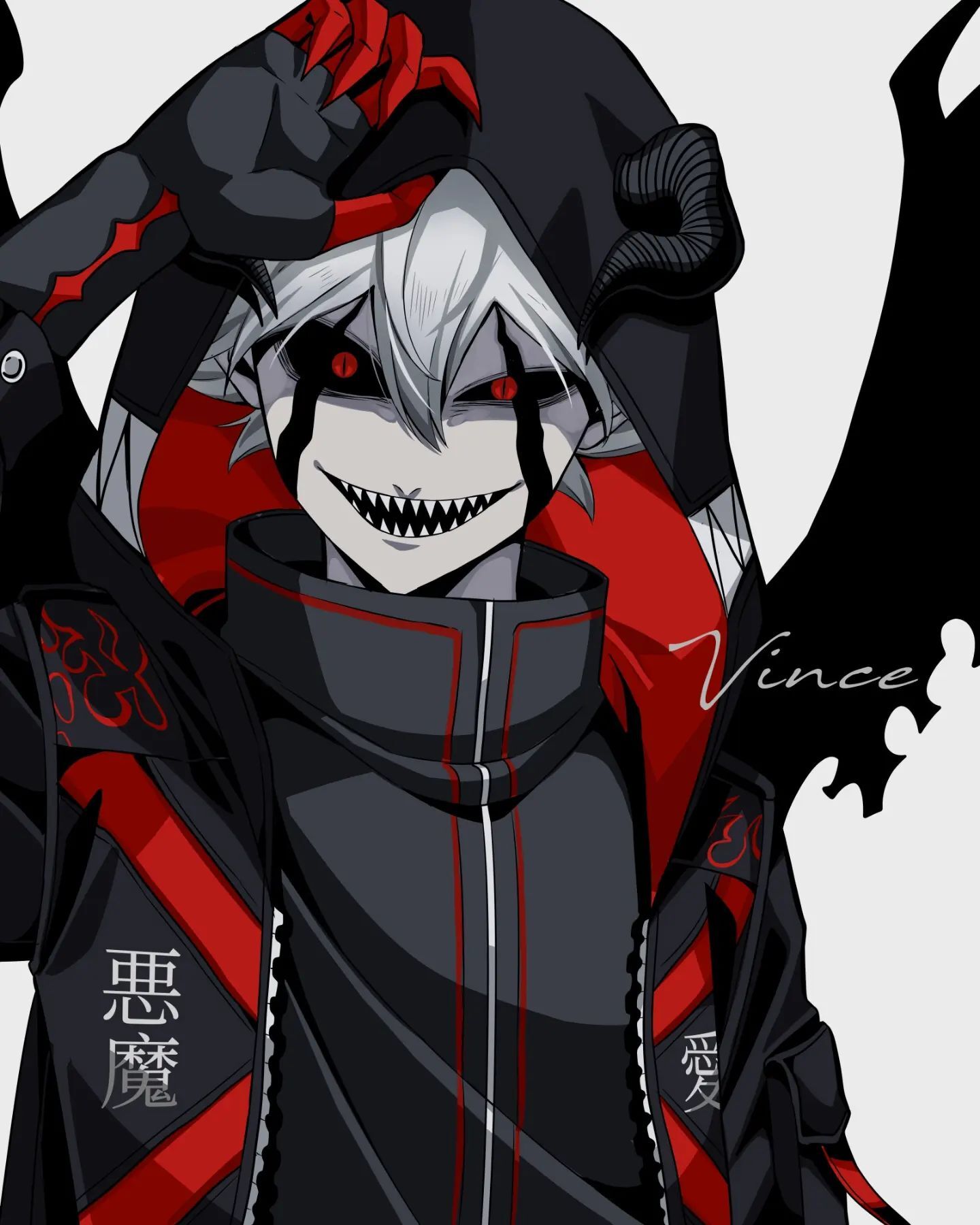 1boy, alternate_costume, artist_name, black_clover, black_jacket, black_shirt, colored_skin, demon_boy