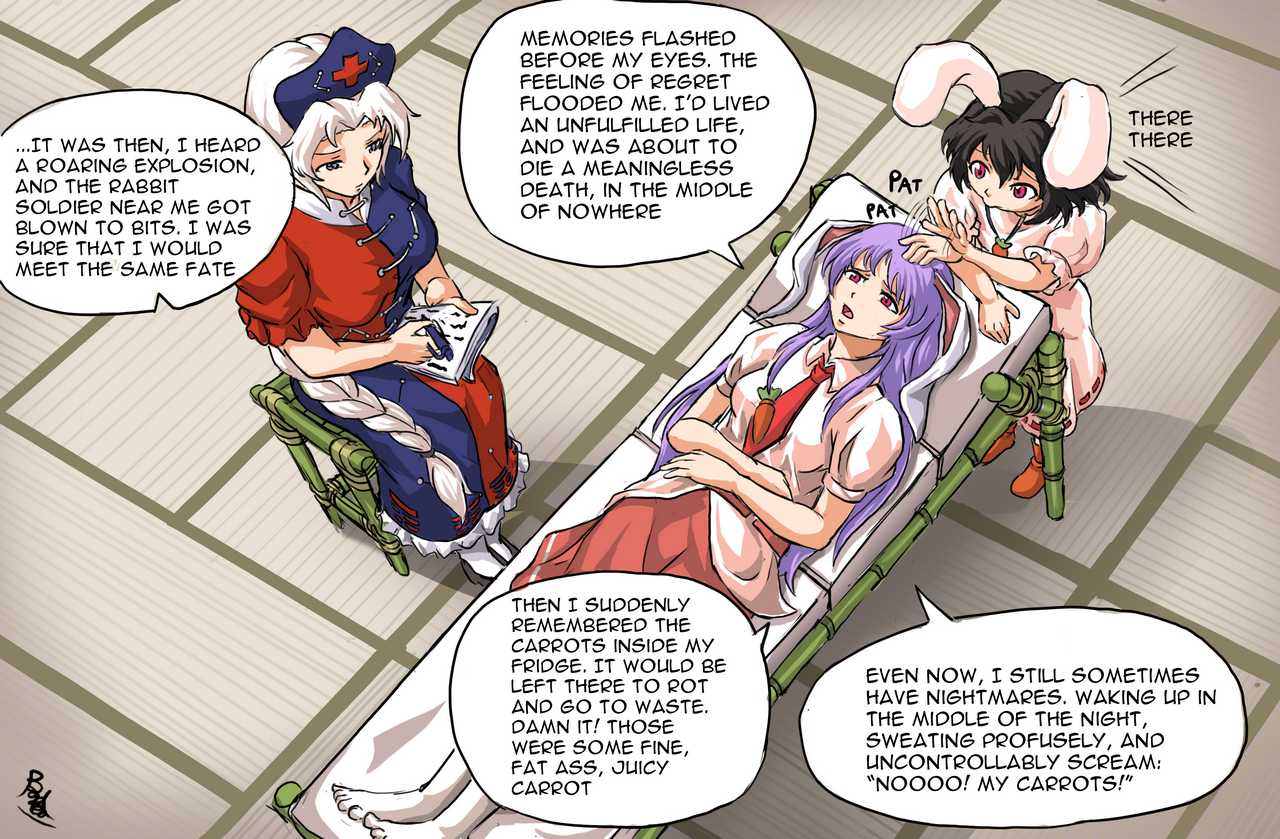 animal_ears, buhbuhbored, comedy, inaba_tewi, non-web_source, rabbit_ears, reisen_udongein_inaba, touhou, yagokoro_eirin