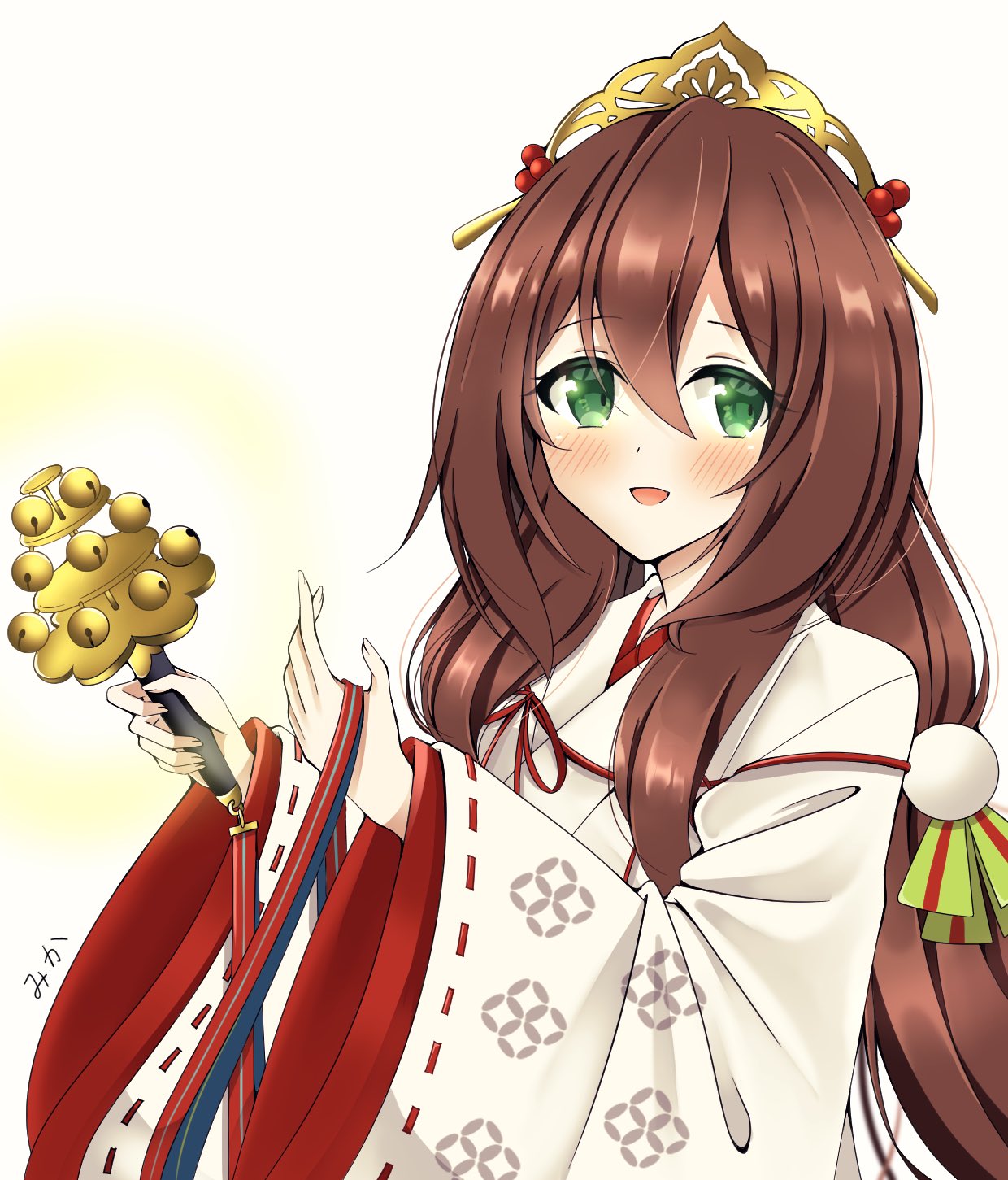 1girl, android, brown_hair, dress, green_eyes, hair_between_eyes, highres, iris_(mega_man)