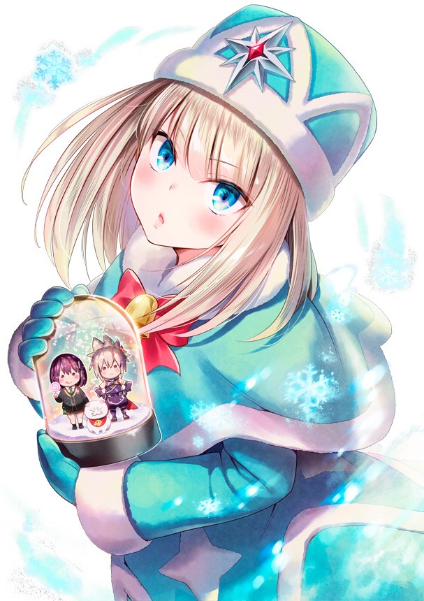 ayakashi_triangle, candy, capelet, food, fur_trim, hat, kanade_suzu, kazamaki_matsuri