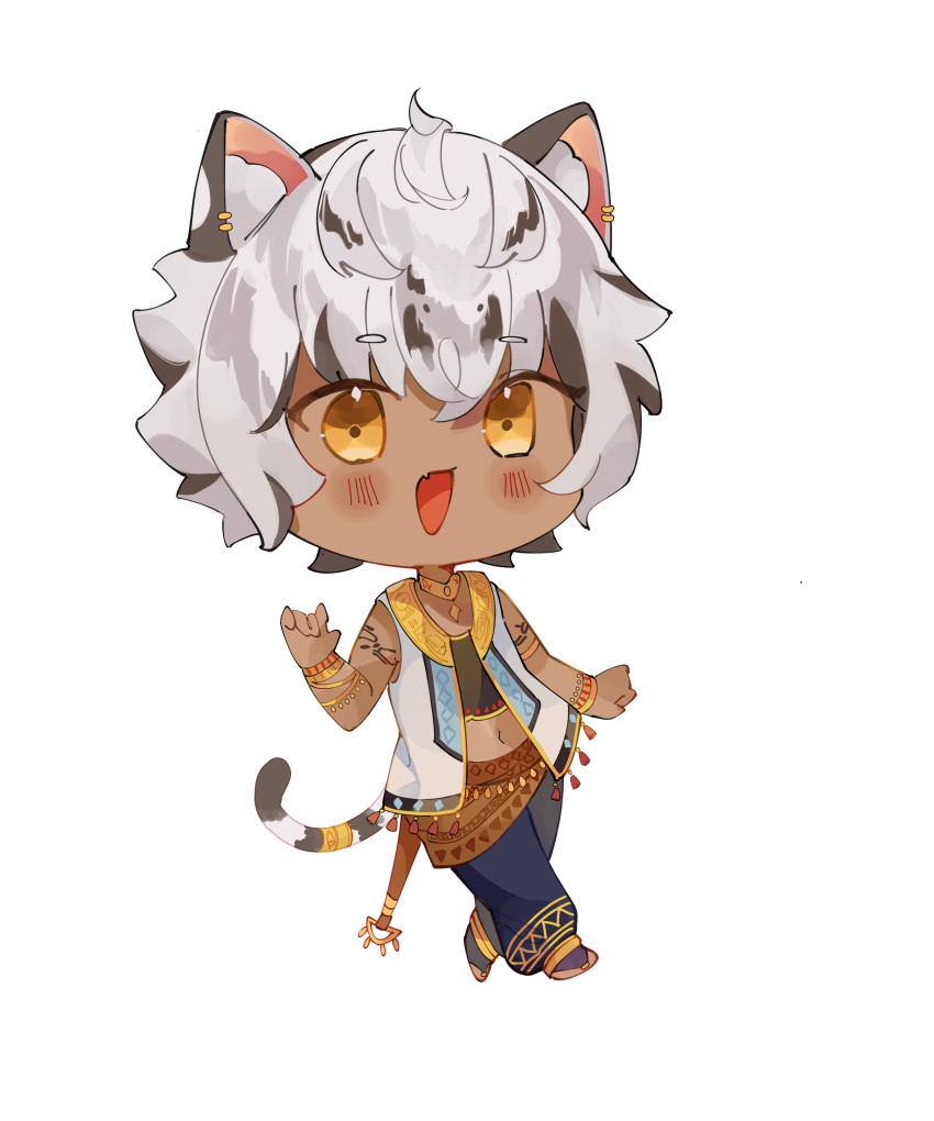 absurdres, animal_ears, artist_request, bad_source, black_hair, blush, bracelet, cat_boy