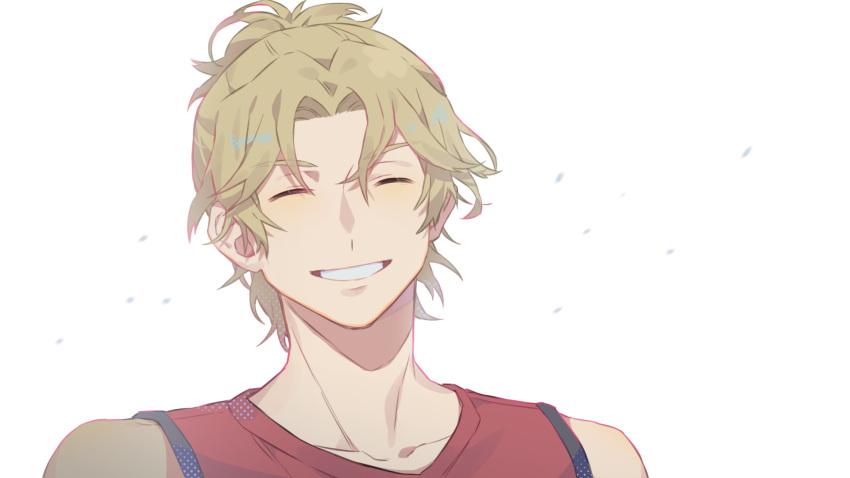 1boy, blonde_hair, closed_eyes, facing_viewer, fish191101756, highres, male_focus, miyasumi_tatsuru