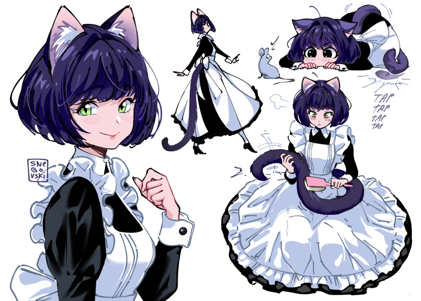 1girl, animal, animal_ears, artist_name, bangs, blush, cat_ears, cat_girl