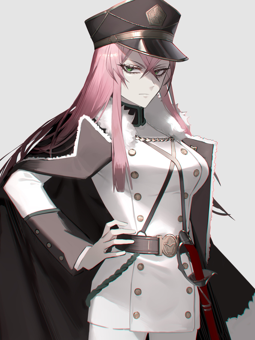 1girl, absurdres, belt, black_belt, black_clover, black_coat, buttons, closed_mouth