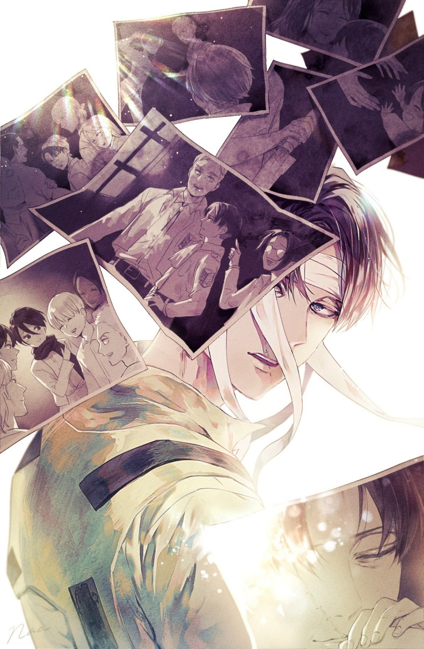 6+boys, 6+girls, armin_arlert, auruo_bossard, bandages, bangs, black_hair, blue_eyes