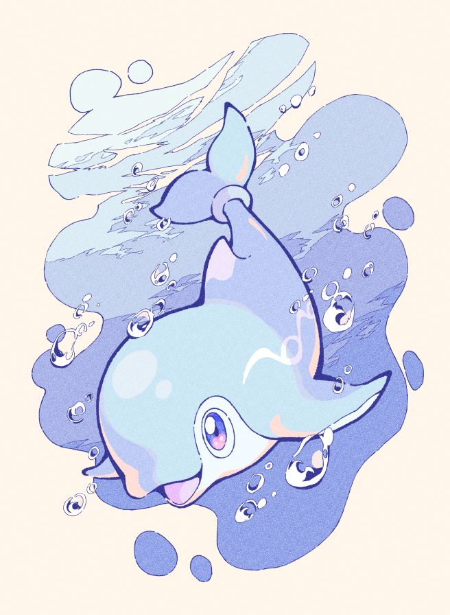 :d, air_bubble, animal_focus, border, bubble, commentary_request, finizen, happy