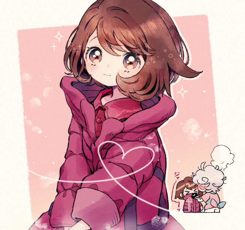 >_<, 1boy, 1girl, arrow_(symbol), bangs, bede_(pokemon), blush, borrowed_garments