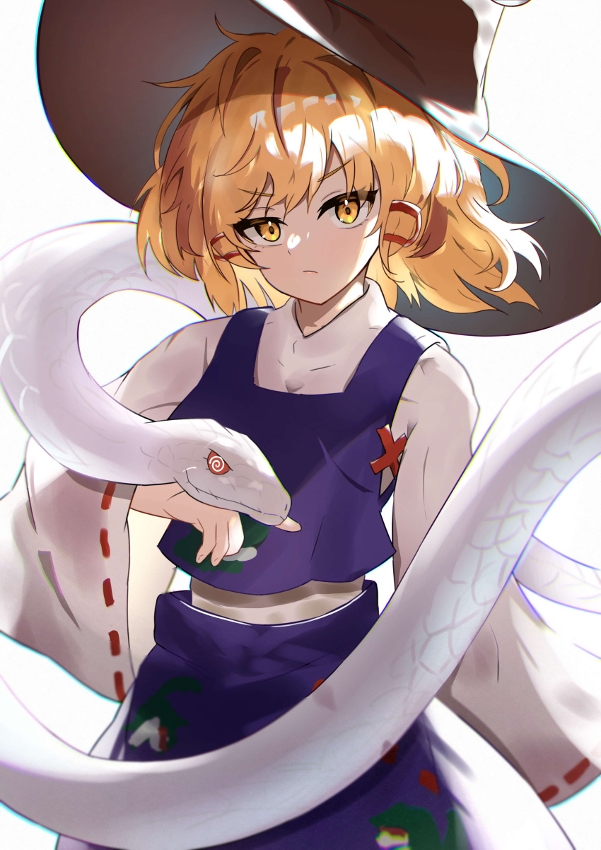 1girl, absurdres, animal, animal_print, blonde_hair, brown_headwear, chirihouki, commentary_request