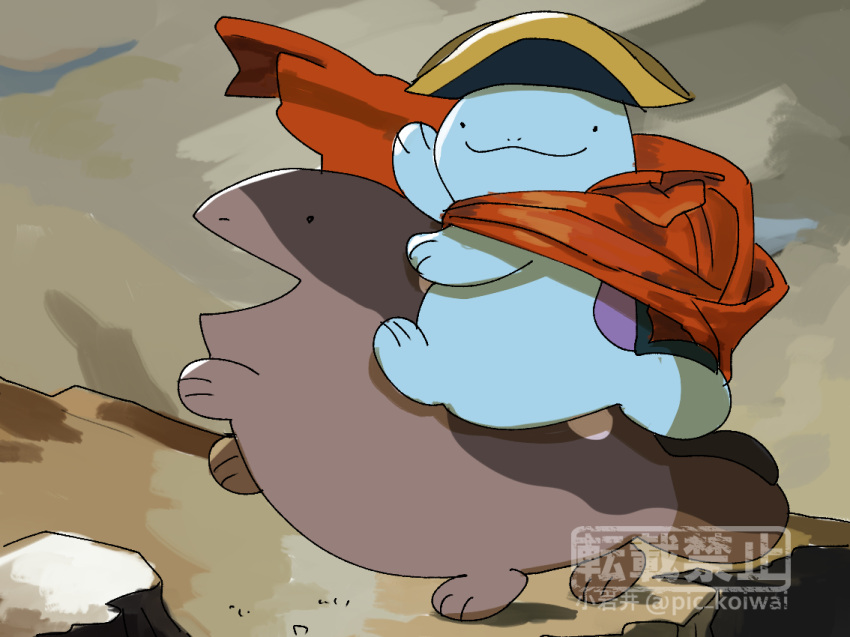bicorne, cape, clodsire, clothed_pokemon, cosplay, fine_art_parody, hat, looking_at_viewer